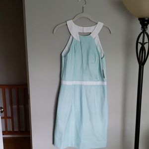 NWT Cremieux turquoise and white striped dress